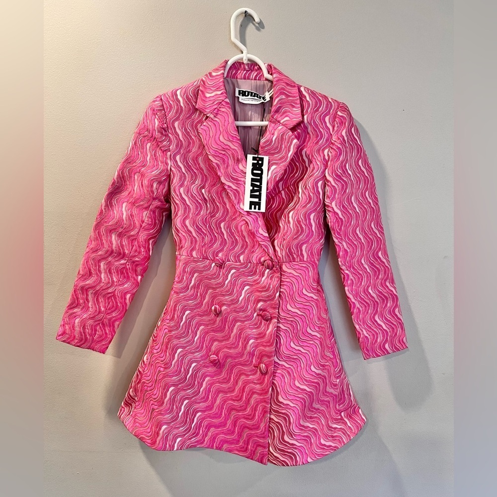 Rotate Birger Christensen Number 23 Pink Wave Jacquard Blazer Min Dress Sz 34 - Picture 3 of 11
